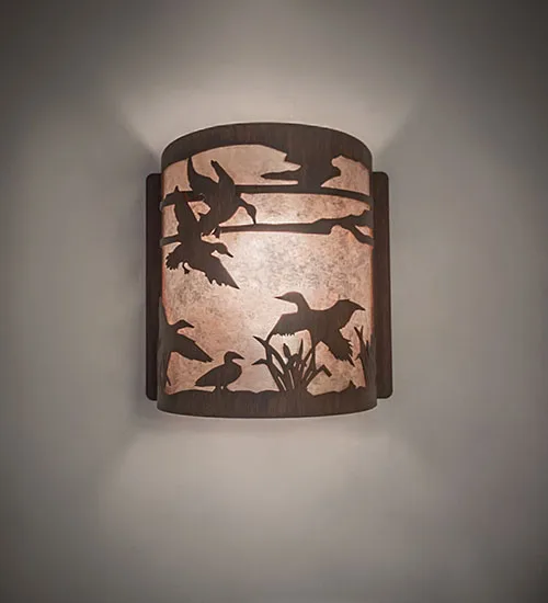 8" Wide Ducks in Flight Right Wall Sconce