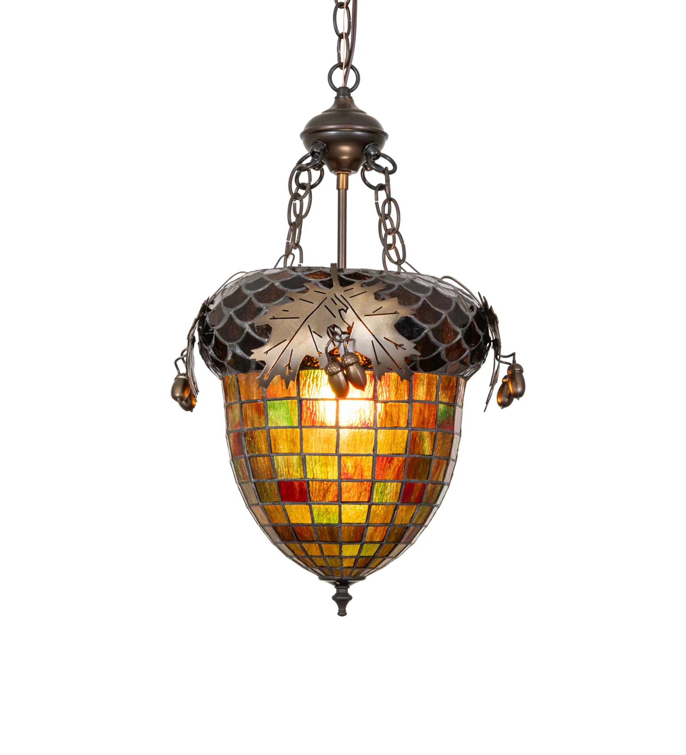 Acorn & Oak Leaf One Light Pendant in Antique Copper