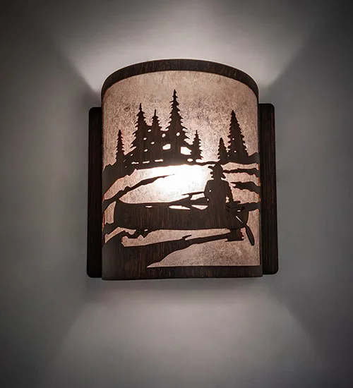 8" Wide Canoe At Lake Left Wall Sconce