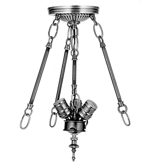 15" Wide Classic 3 Light Semi-Flushmount Hardware