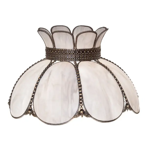 Every Meyda Tiffany item is a unique handcrafted work of art. Natural variations in the wide array of materials that we use to create each Meyda product make every item a masterpiece of its own. Photographs are a general representation of the product. Colors and designs will vary. Collection: Annabelle Finish: Highlighted Craftsman Brown Glass: Slate Gray Art Glass Width: 18.00" Height: 10.50" Length: 18.00" Weight: 5.50 lb Country of Origin: CHINA Safety Rating: Damp