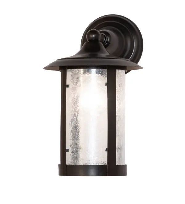 Handcrafted from Solid Brass with alluring rustic beauty. This stunning Craftsman Signature lantern features a Clear Seeded Glass lens enhanced with a Black Patina finish. The handsome wall sconce can be installed on the exterior walls or facades of timber homes, modern farmhouses, and other spaces. The Fulton Prime Wall Sconce is part of our American-made, American-designed, handcrafted Craftsman Signature Series, manufactured in Yorkville, New York. UL and cUL are listed for dry, damp, and wet locations. Our Build Your Own Craftsman Signature Series features unlimited combinations of styles. The collection is called Build Your Own because it is fully configurable and customizable from size and design to finish and lens color. Marine-grade, solid brass, or copper raw materials are utilized to ensure items from the Craftsman Signature Series of outdoor and indoor lighting will stand the test of time, as these premium metals are impervious to most types of oxidation. Hand-applied Patina finishes on brass and copper are sealed with a clear varnish and, over time, may require gentle maintenance, such as wax, to delay or reverse the natural living finish attributes indicative of this finishing process. Patina finishes on brass and copper provide strong resistance to fading from sun exposure, will not chip or crack, and will not rust like a steel-framed item in the same conditions. Choose from a variety of style options, or send us your concept today! Call today to learn how to use the configuration tool available on our website to generate an item number instantly. Collection: Fulton Finish: Black Patina Glass: Clear Seeded Glass Width: 8.00" Height: 13.00" Length: 10.00" Weight: 4.50 lb Number of Bulbs: 1 Maximum Wattage: 60.00 W Bulb Type: A19 Bulb Base: E26 Material: Brass Country of Origin: USA Safety Rating: Wet