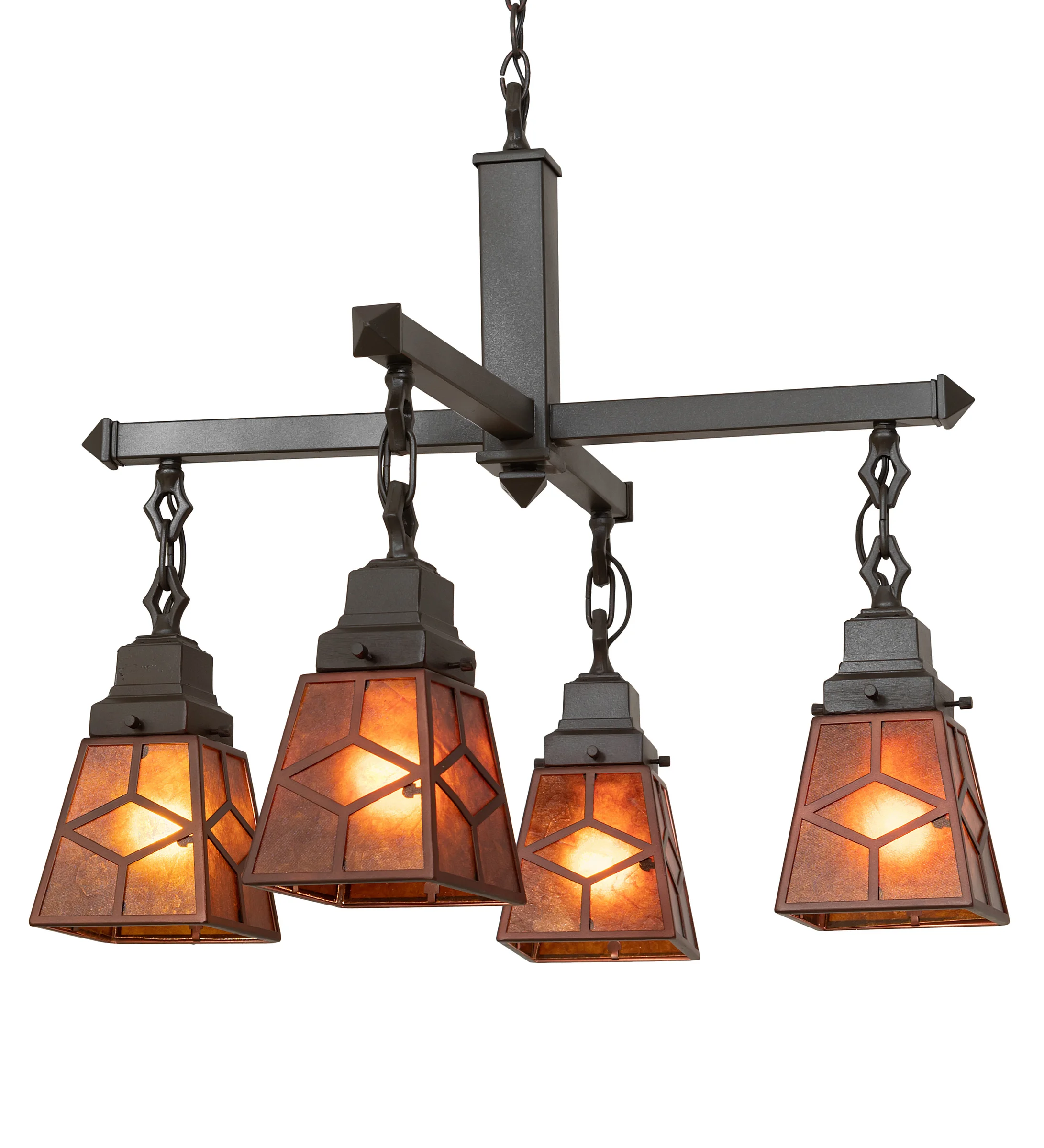 Bungalow Four Light Chandelier in Mahogany Bronze Mahogany Bronze