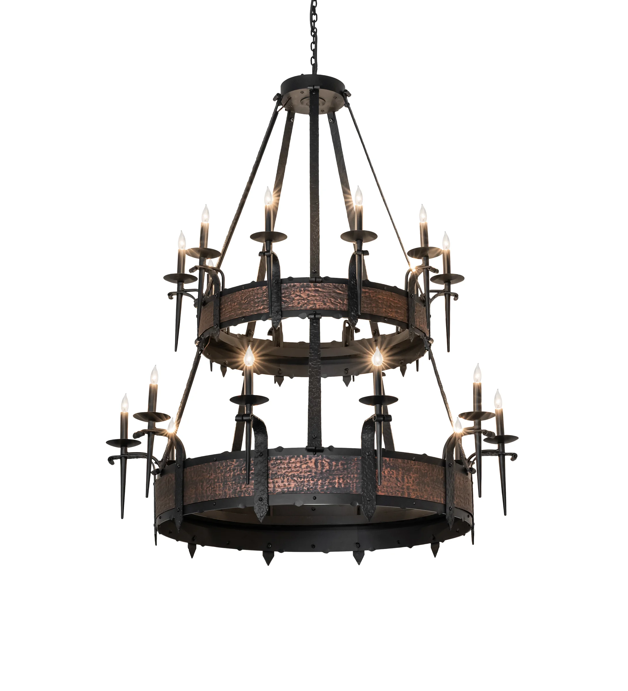 Costello 20 Light Chandelier in Flat Black/Blackened Textured Copper