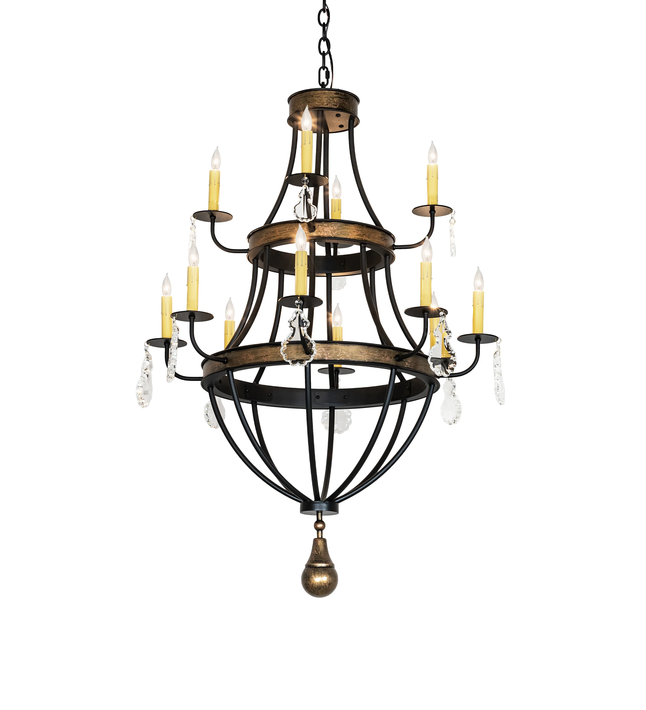 Georgetown 12 Light Chandelier in Textured Black & Brushed Gold
