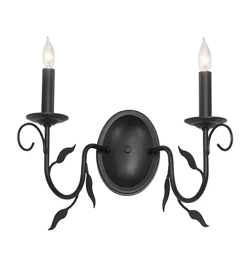 Bordeaux offers luxurious charm and elegance with two complementary faux candlelights embraced by Hand-forged Iron arms in a stunning Blackwash finish. The faux candlelights perched on bobeches provide beautiful ambient illumination. The Bordeaux Wall Sconce is included in our American-made; American-designed; handcrafted French Country Lighting Collection and is manufactured in Yorkville; New York. UL and cUL listed for dry and damp locations. - alternate view