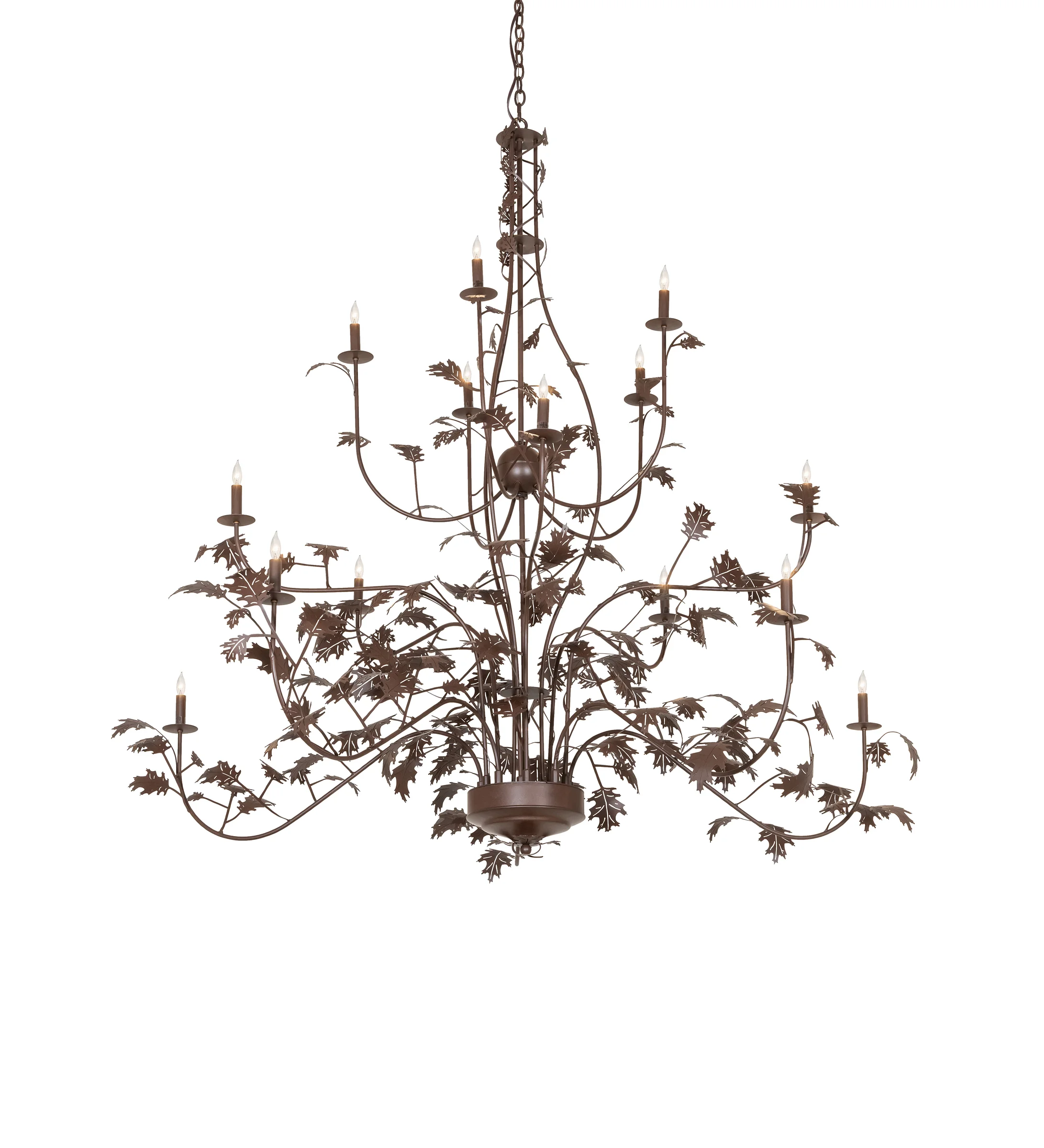 Oak Leaf 15 Light Chandelier in Cafe Noir