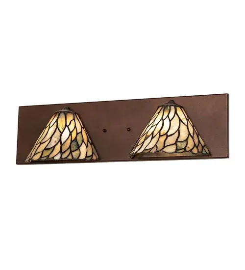 Thinly carved and polished Natural Jadestone in earthy tones of Moss Green and Ivory becomes luminescent in these wispy Willow leaf patterned shades. These two stunning Jadestone half-shades are crafted using the renowned Meyda Tiffany copper foil construction technique and enhanced with hardware featuring a Mahogany Bronze finish. This wall fixture is ideal for illuminating hallways and dining rooms; and can also be used as a vanity light in baths; as well as in residential and hospitality spaces. The Willow Jadestone 2 Light Wall Sconce is featured in our American-designed; handcrafted Jadestone Lighting Collection. The fixture is UL and cUL listed for dry and damp locations. Each shade is a unique work of art with color variations based on natural ingredients inherent in the Jadestone. - alternate view
