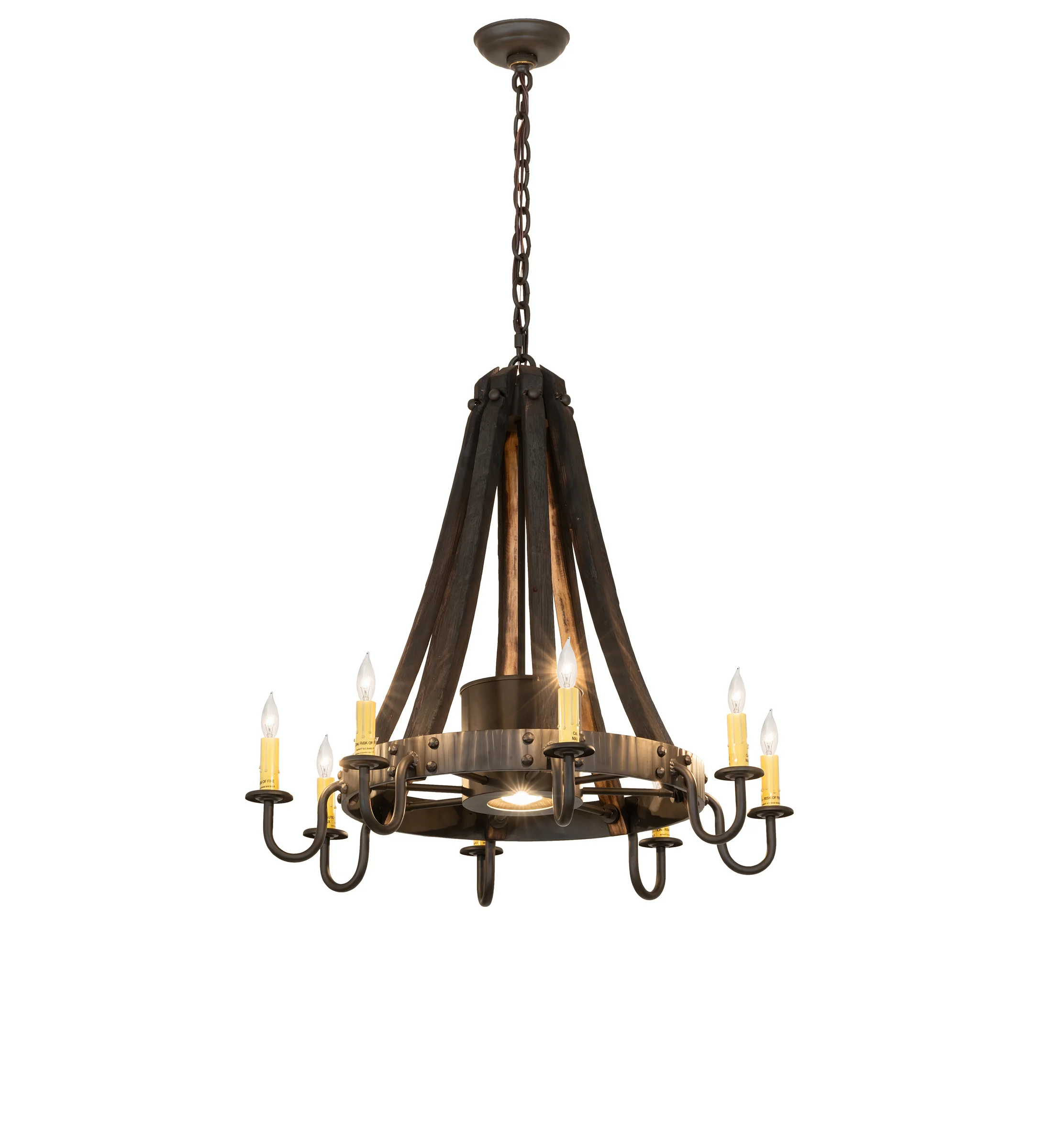 Barrel Stave Nine Light Chandelier in Oil Rubbed Bronze