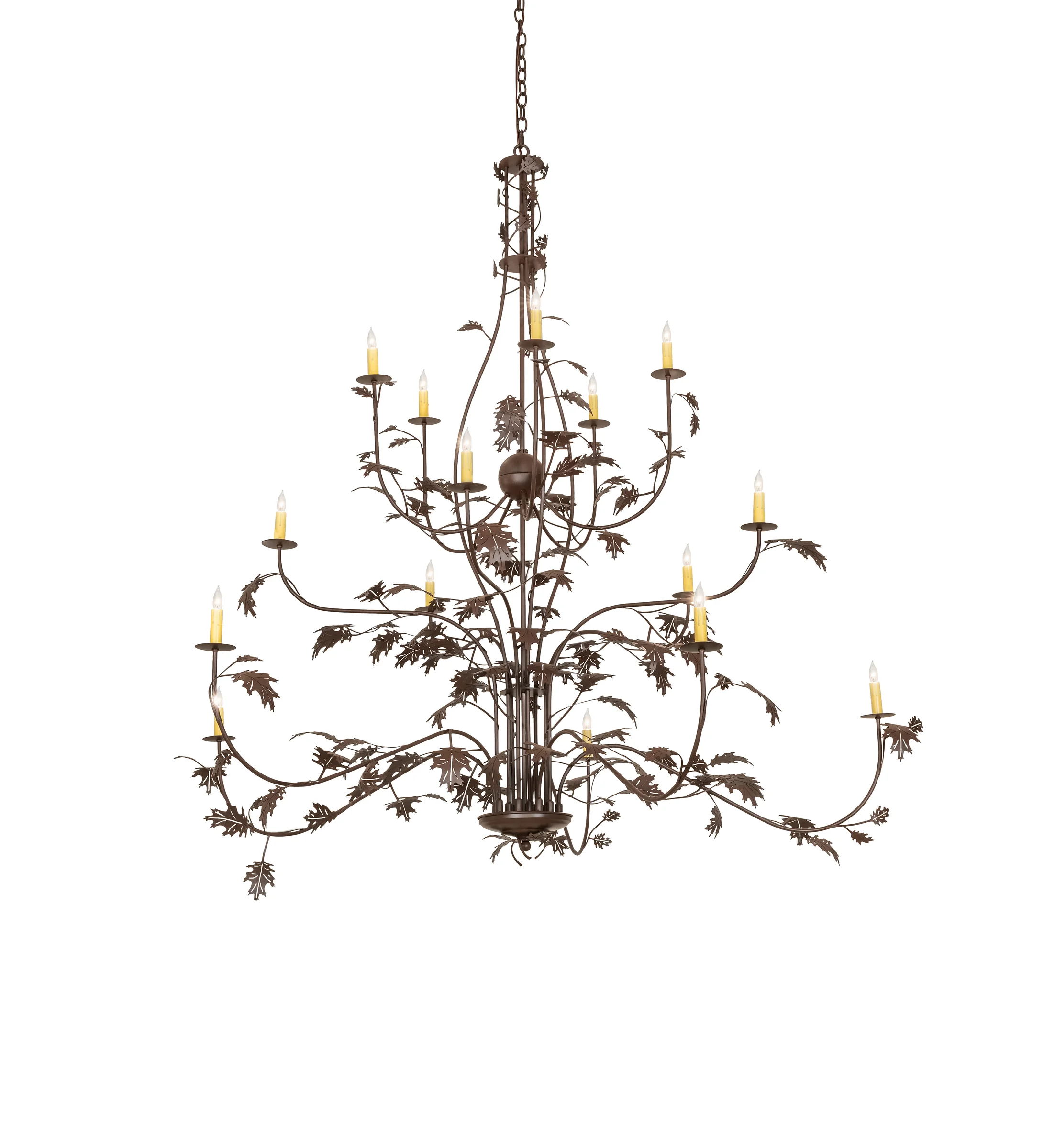 Oak Leaf 15 Light Chandelier in Cafe Noir