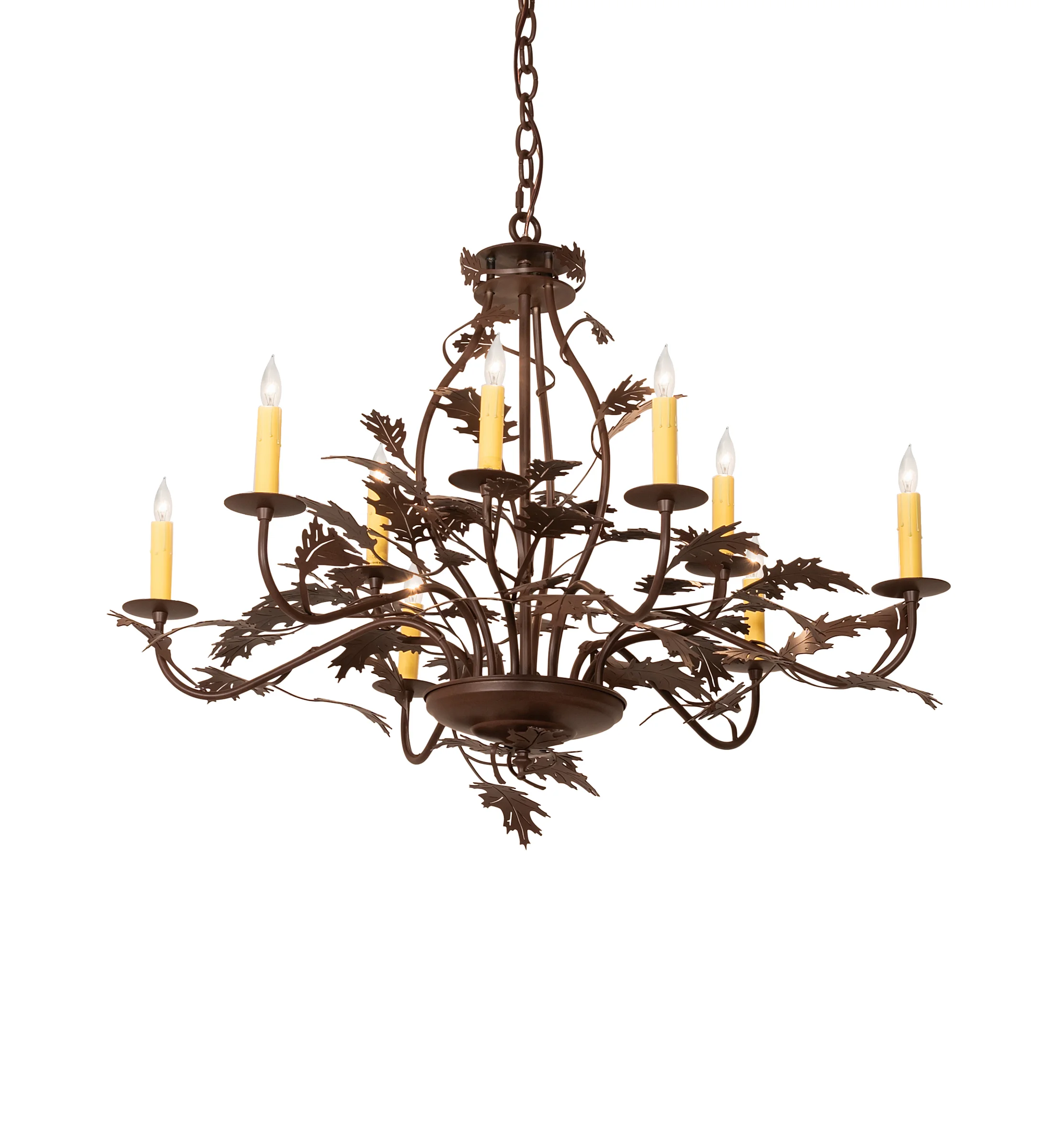 Oak Leaf Nine Light Chandelier in Cafe Noir