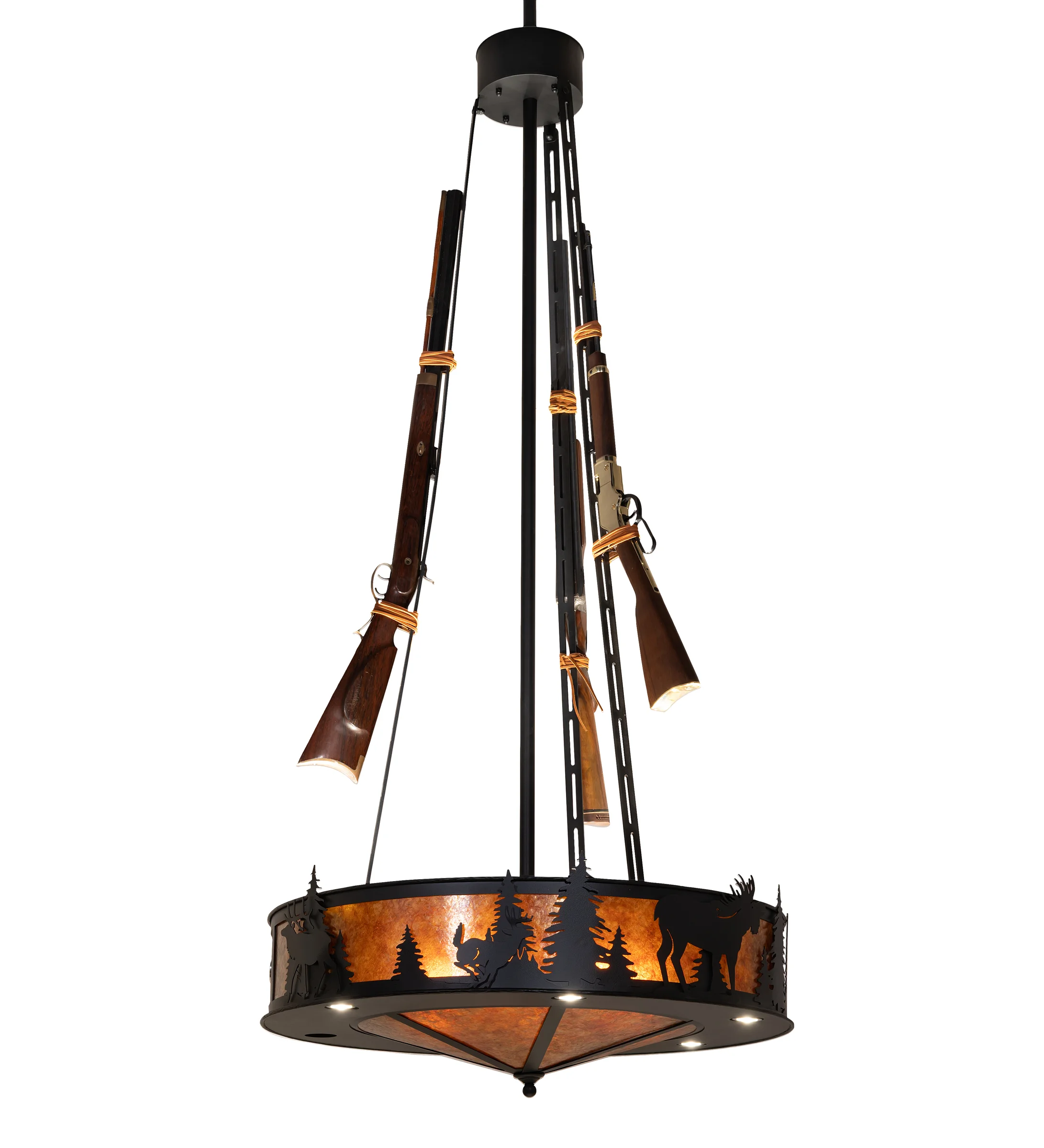 Roosevelt 12 Light Pendant in Black Satin Wrought Iron