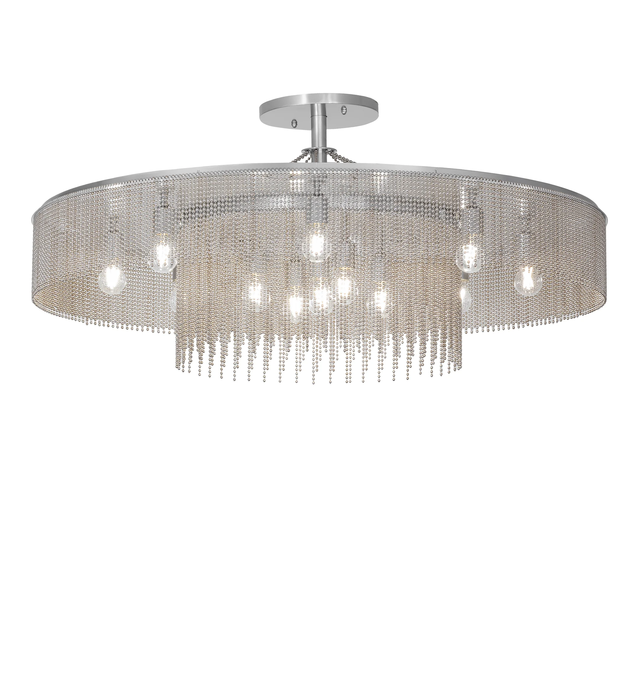 Ball Chain 13 Light Chandelier in Extreme Chrome & Faux Mercury