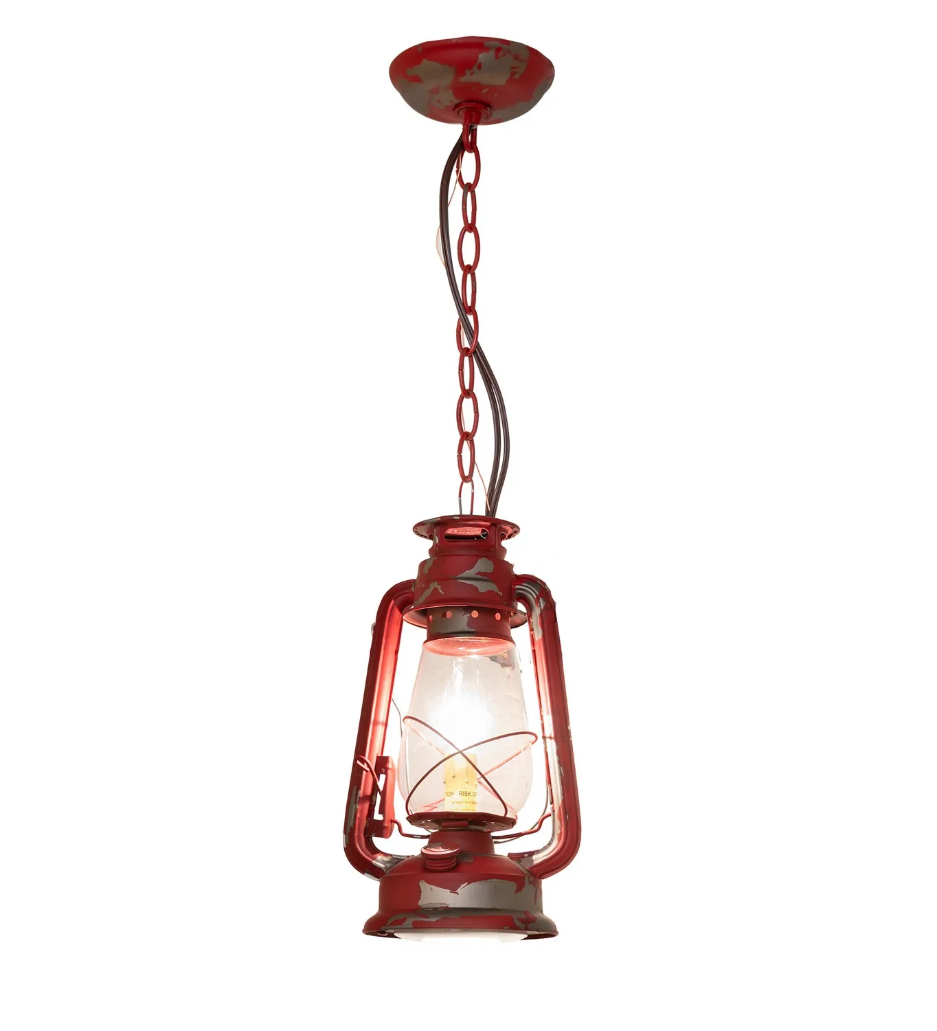 Miners Lantern One Light Mini Pendant in Distressed Red