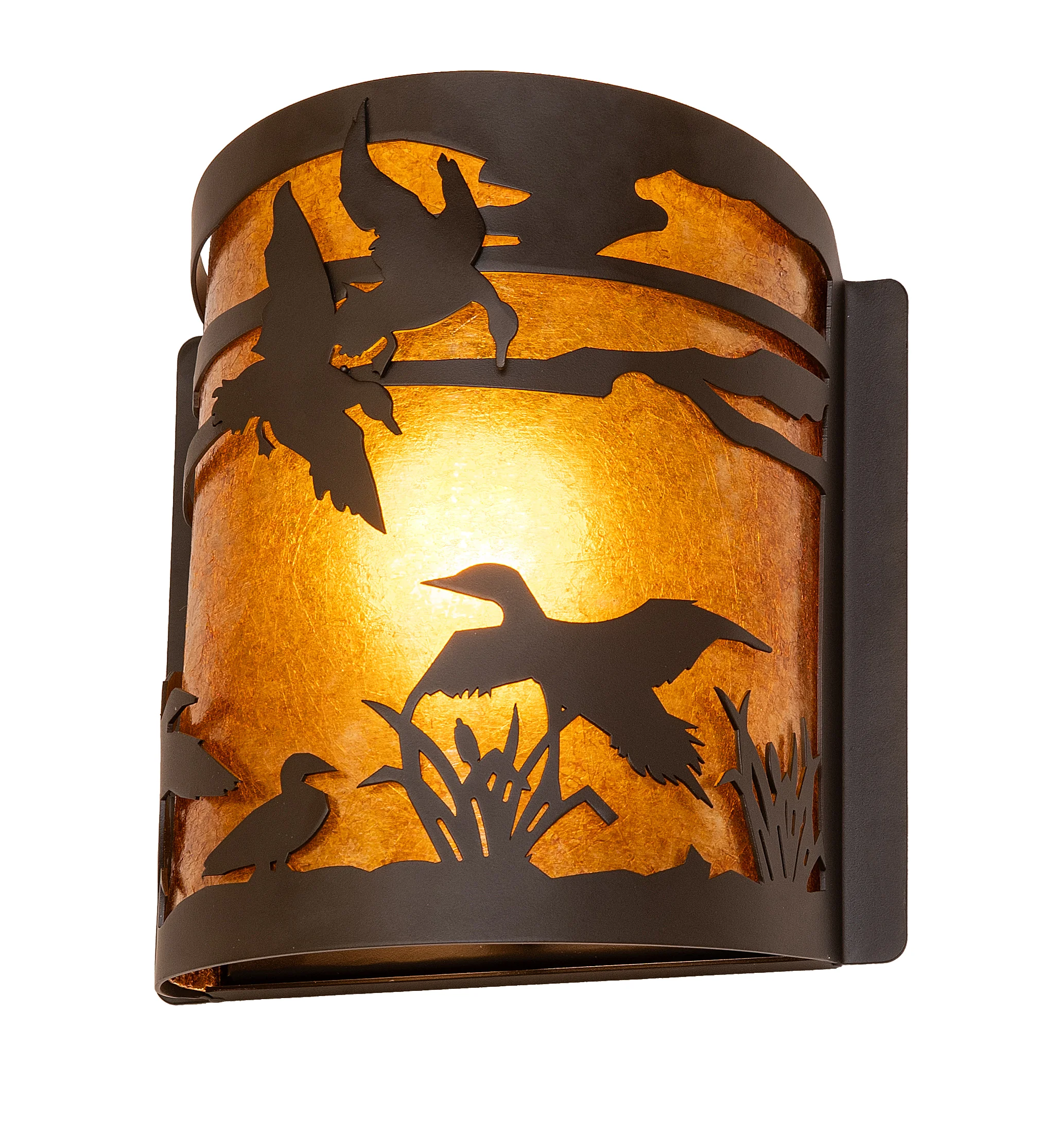 Ducks In Flight One Light Wall Sconce in Oil Rubbed Bronze