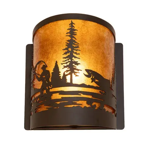 Every Meyda Tiffany item is a unique handcrafted work of art. Natural variations in the wide array of materials that we use to create each Meyda product make every item a masterpiece of its own. Photographs are a general representation of the product. Colors and designs will vary. Collection: Fly Fishing Finish: Oil Rubbed Bronze Glass: Amber Mica Width: 8.00" Height: 9.00" Length: 4.50" Weight: 2.50 lb Number of Bulbs: 1 Maximum Wattage: 60.00 W Bulb Type: A19 Bulb Base: E26 Material: Steel Country of Origin: USA Safety Rating: Damp - alternate view