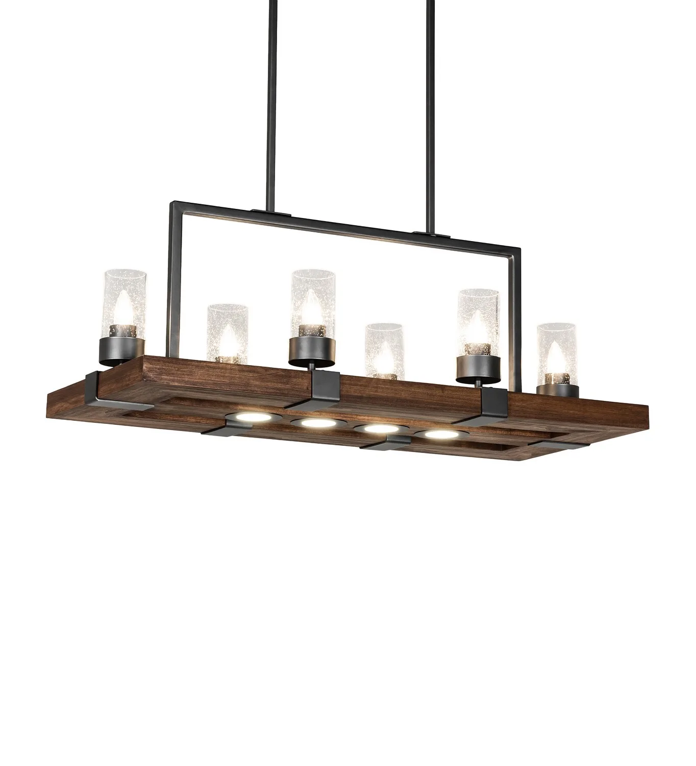 Grand Terrace Six Light Pendant in Wrought Iron
