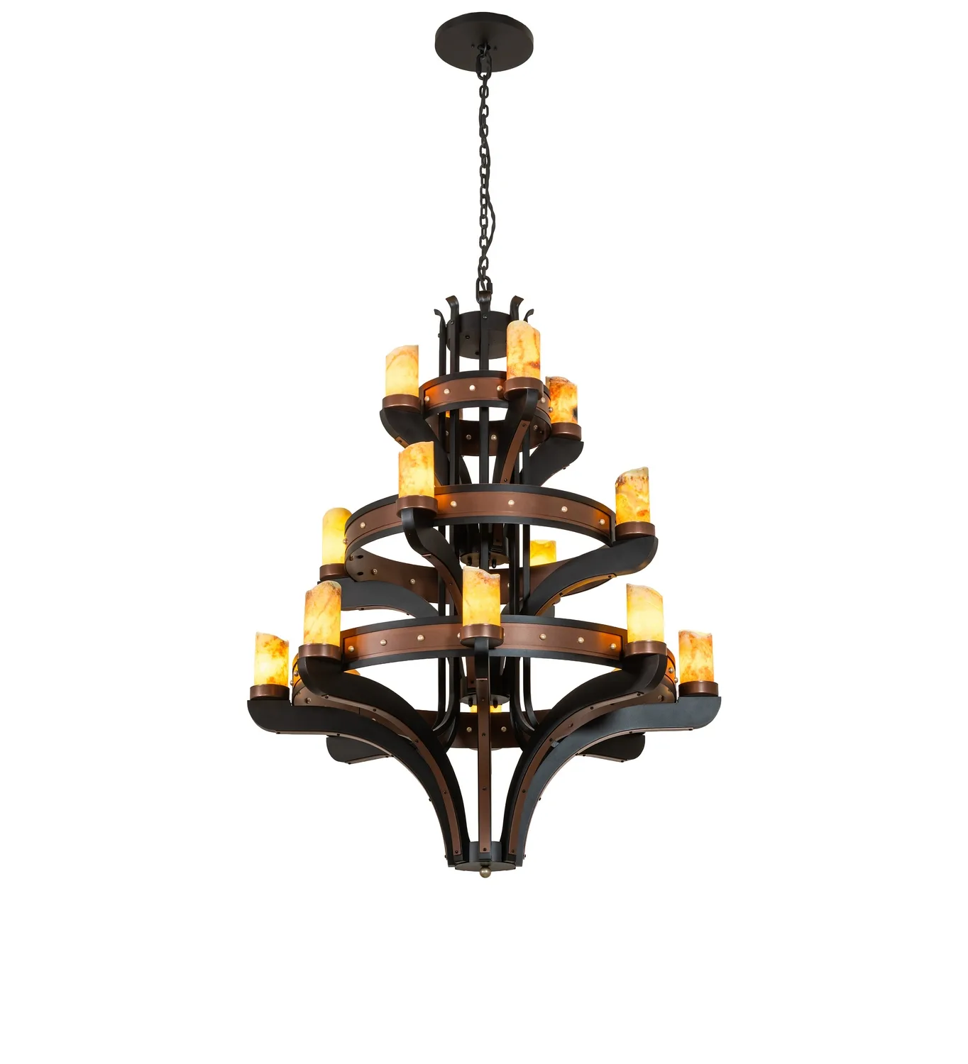 Castilla 16 Light Chandelier in Text Black/C-Mahog/Champagne