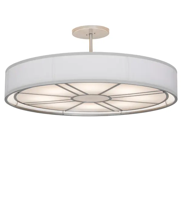 Designed for a sophisticated architectural look; this semi flush mount features a White Textrene shade complemented by a Statuario Idalight bottom diffuser in a sunburst motif. Hardware is finished in Nickel. Ideal for great rooms; entryways; and other residential; hospitality; and commercial spaces. Included in our American-made; American-designed; handcrafted Transitional Lighting Collection and manufactured in Yorkville; New York. UL and cUL listed for dry and damp locations. Not recommended for excessive moisture environments.