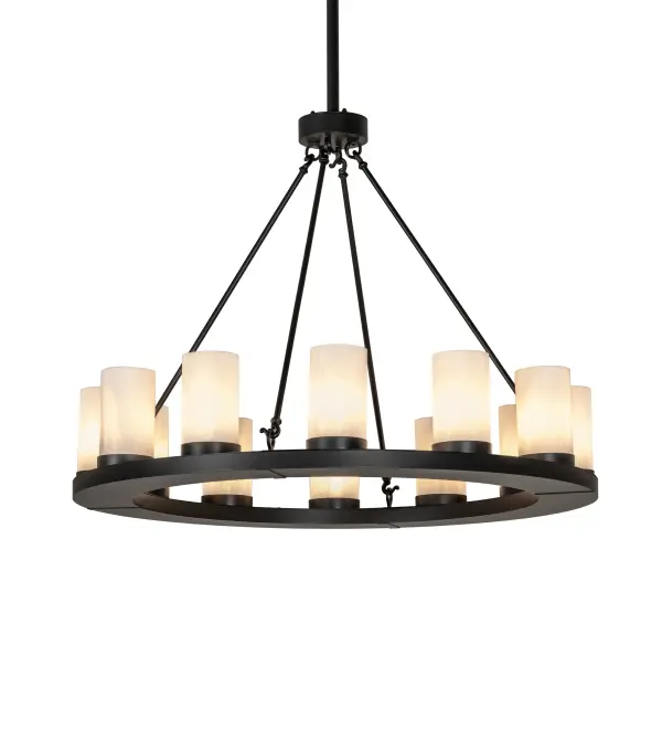 Every Meyda Tiffany item is a unique handcrafted work of art. Natural variations in the wide array of materials that we use to create each Meyda product make every item a masterpiece of its own. Photographs are a general representation of the product. Colors and designs will vary. Collection: Loxley Finish: Satin Black Wrought Iron Fleshtone Idalight Width: 44.00" Height: 60.00" Length: 44.00" Weight: 68.00 lb Number of Bulbs: 12 Maximum Wattage: 40.00 W Bulb Type: B11 Bulb Base: E26 Material: Steel Country of Origin: USA Safety Rating: Damp