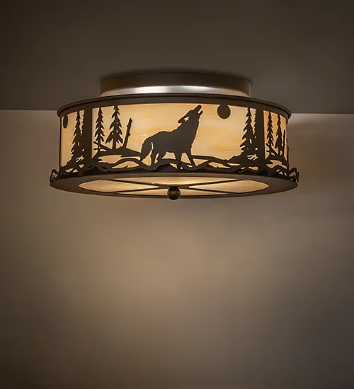 18" Wide Wolf on the Loose Flush Mount