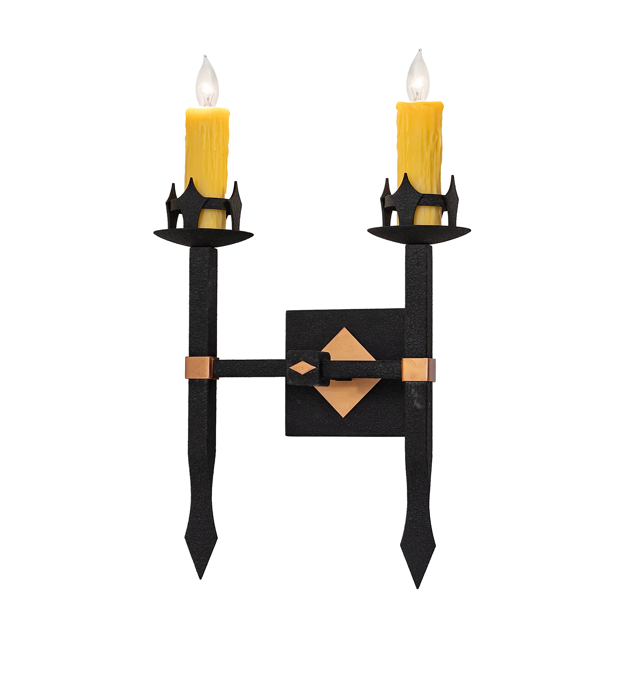 Castilla Two Light Wall Sconce in Black Cracked Ice & Metallic Bronze
