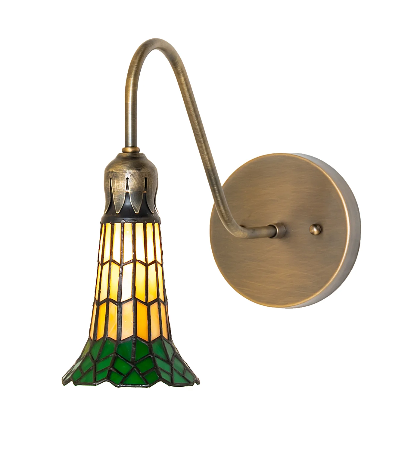 Stained Glass Pond Lily One Light Wall Sconce in Antique Brass
