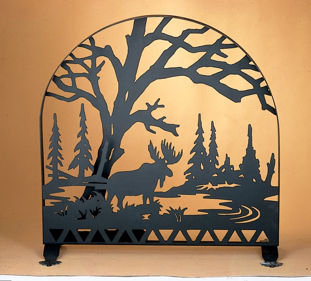 Moose Creek Fireplace Screen in Black