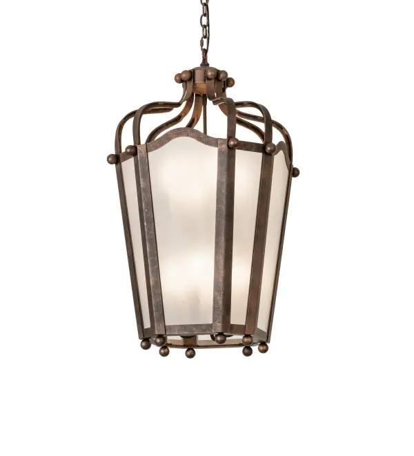 The ever-popular Citadel brings home unsurpassed quality and appeal using a blend of old-world craftsmanship and 21st-century technology. Evoking a dramatic effect; ambient light is diffused through Frosted Seeded Glass; enhanced with an appealing design and a frame featured in an Antique Rust finish. The overall height of this pendant ranges from 38 to 67 inches; as the chain length can be easily adjusted on location to accommodate your specific application needs. Ideal for placement in foyers; ballrooms; and lobbies in residential; hospitality; and commercial spaces. The Citadel Pendant is featured in our American-made; American-designed; and handmade Transitional Lighting Collection; manufactured in Yorkville; New York. UL and cUL listed for dry and damp locations.