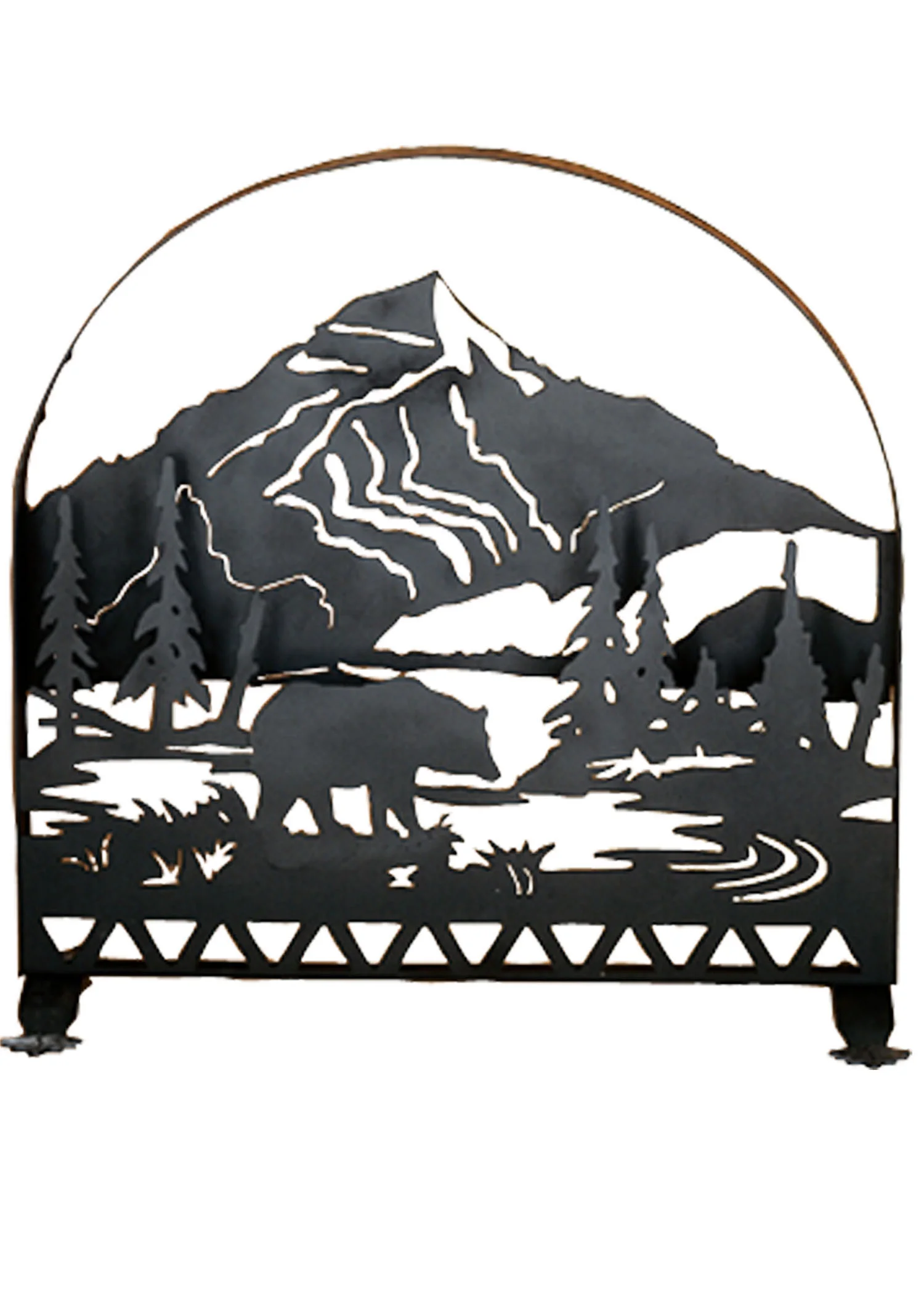 Bear Creek Fireplace Screen in Black Metal