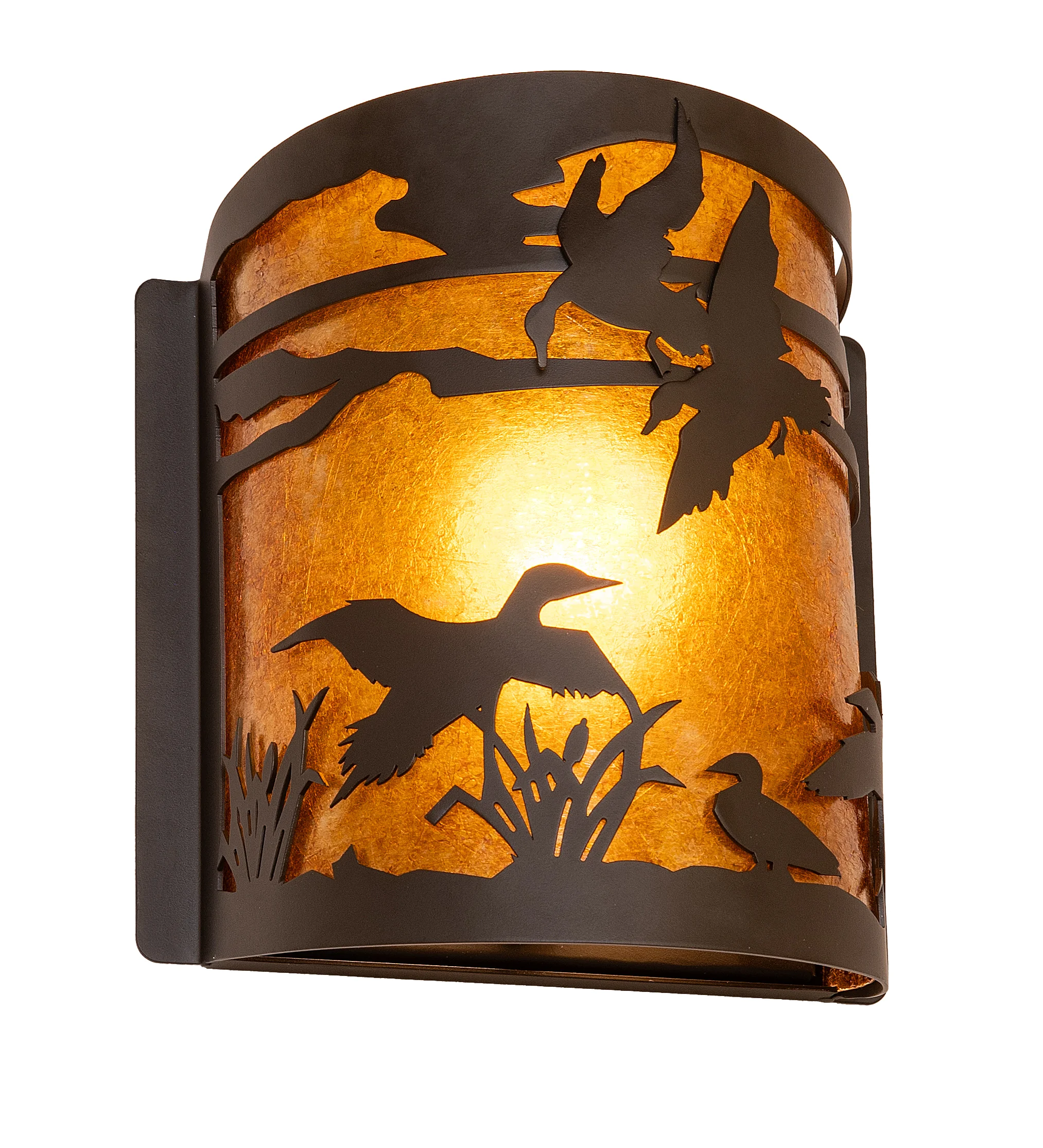 Ducks In Flight One Light Wall Sconce in Oil Rubbed Bronze