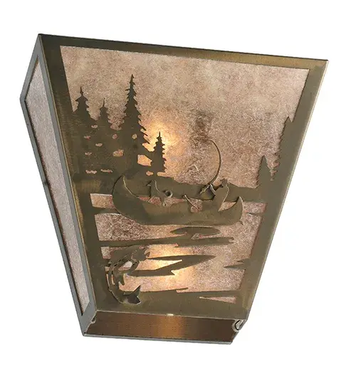 13" Wide Fly Fishing W/Dog Right Wall Sconce - Image 6