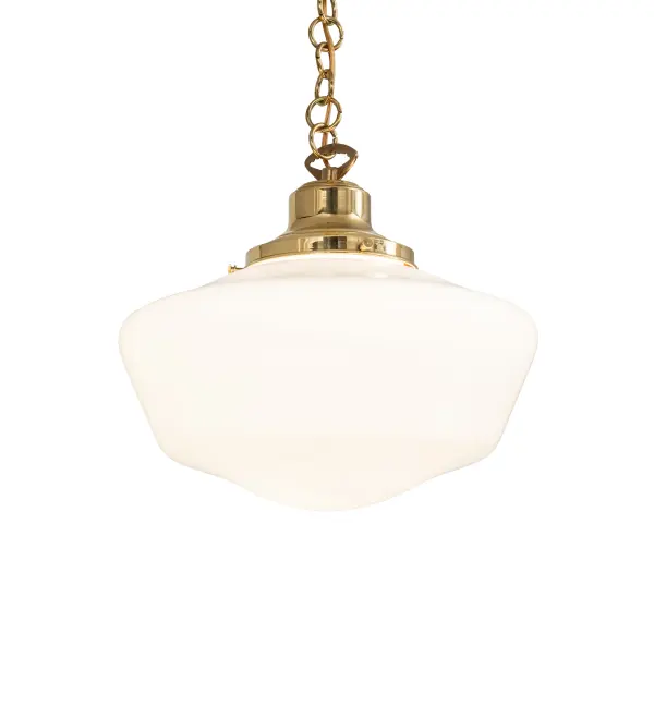 Every Meyda Tiffany item is a unique handcrafted work of art. Natural variations in the wide array of materials that we use to create each Meyda product make every item a masterpiece of its own. Photographs are a general representation of the product. Colors and designs will vary. Collection: Revival Finish: Polished Brass Glass: White Opal Glass Width: 16.00" Height: 19.00" Length: 16.00" Weight: 9.00 lb Number of Bulbs: 1 Maximum Wattage: 60.00 W Bulb Type: A19 Bulb Base: E26 Material: Brass Country of Origin: USA Safety Rating: Damp