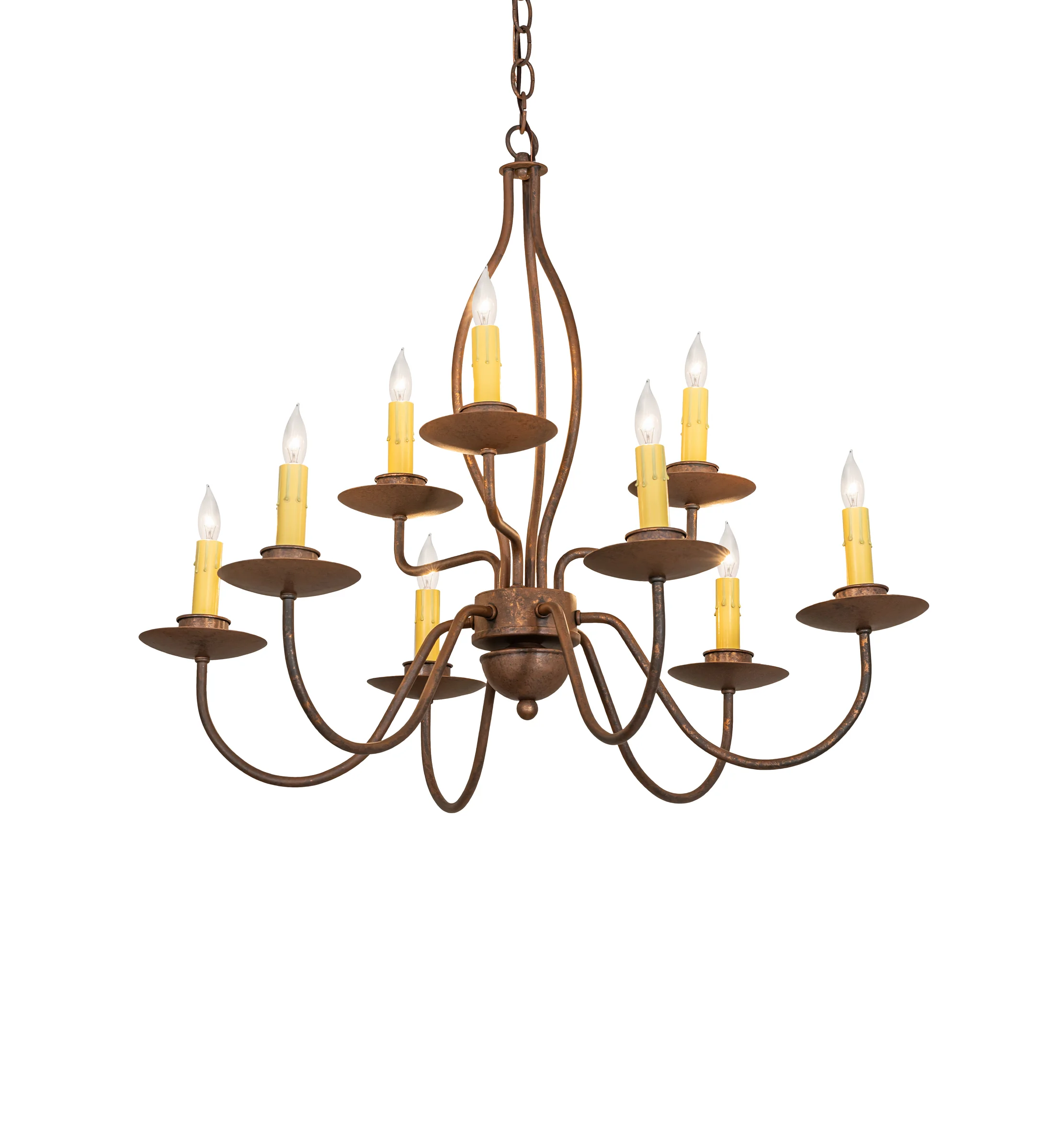 Earl Nine Light Chandelier in Antique Rust
