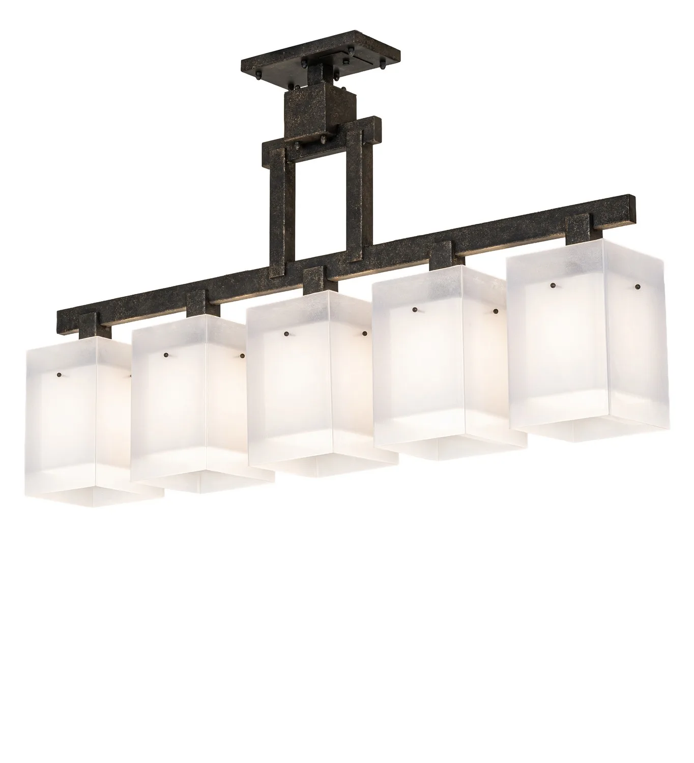 Quadrato Five Light Island Pendant in Golden Bronze