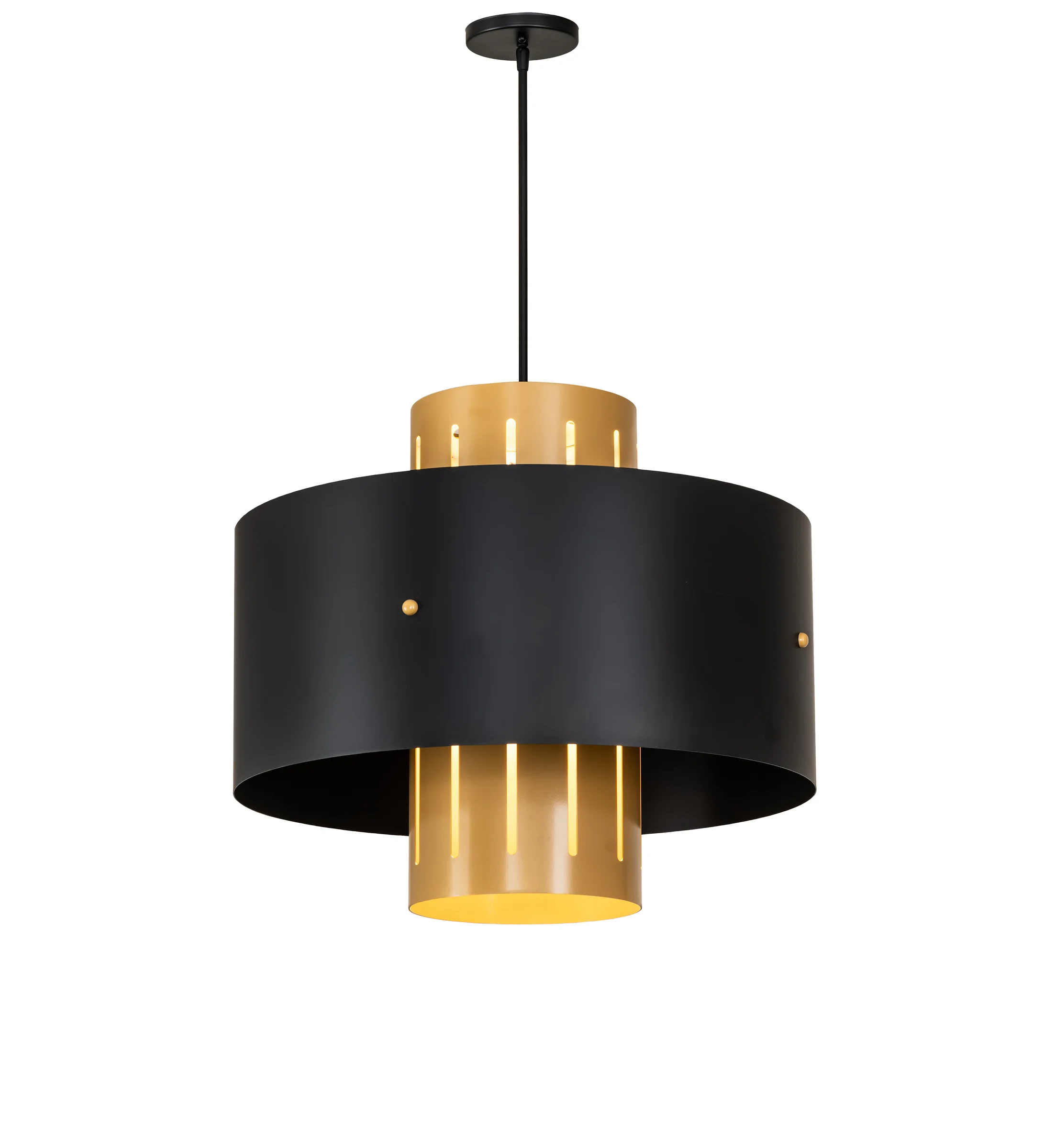 Cilindro One Light Pendant in Solar Black & Sahara Gold