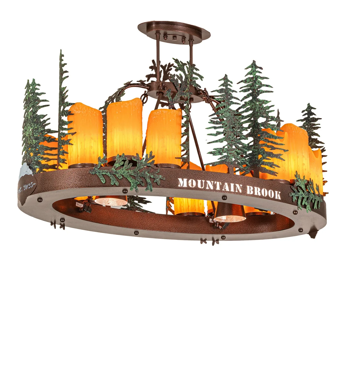 Personalized 14 Light Chandelier in New Copper Vein/Hand Paint