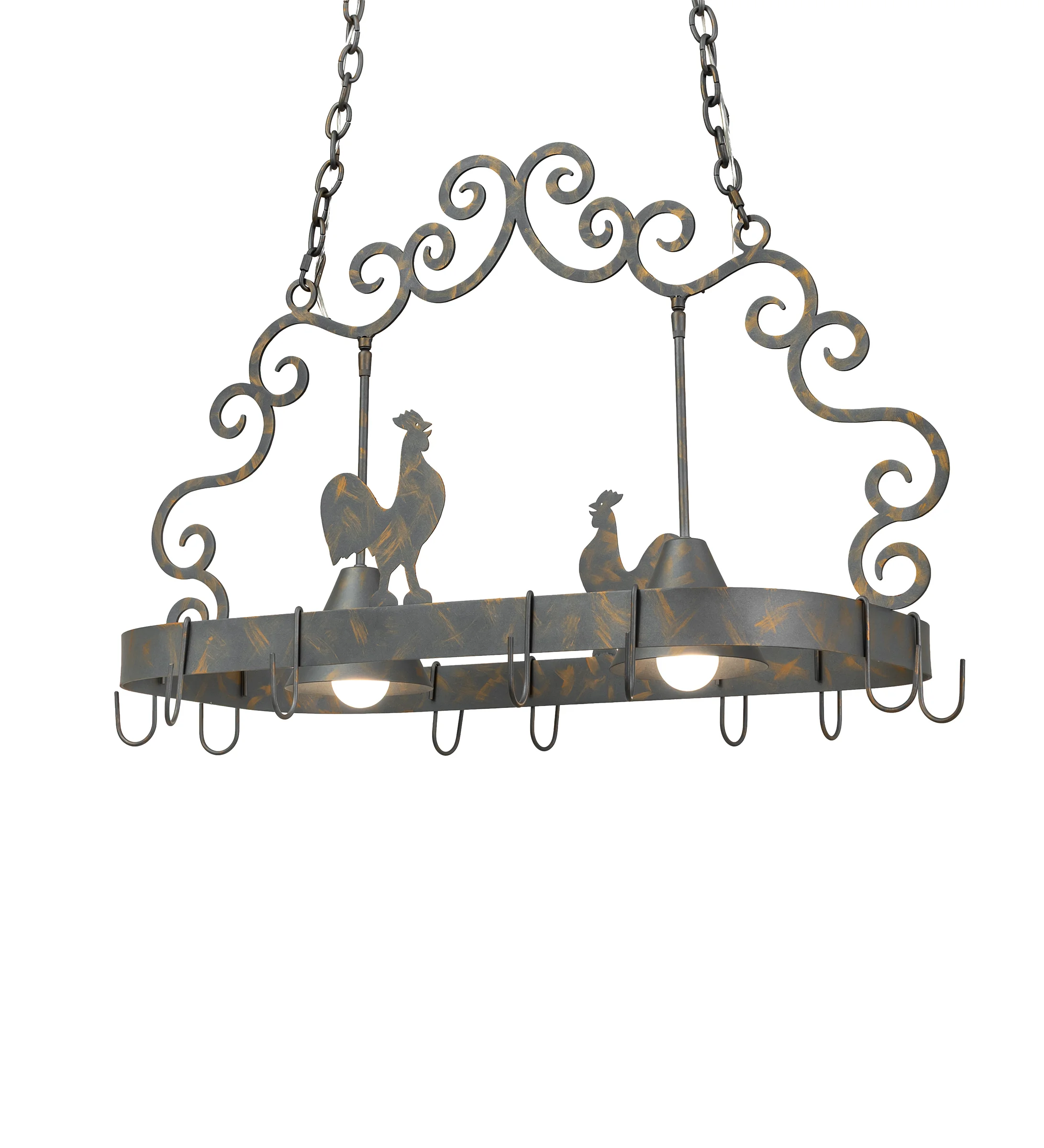 Poulet Two Light Pot Rack in French Bronze
