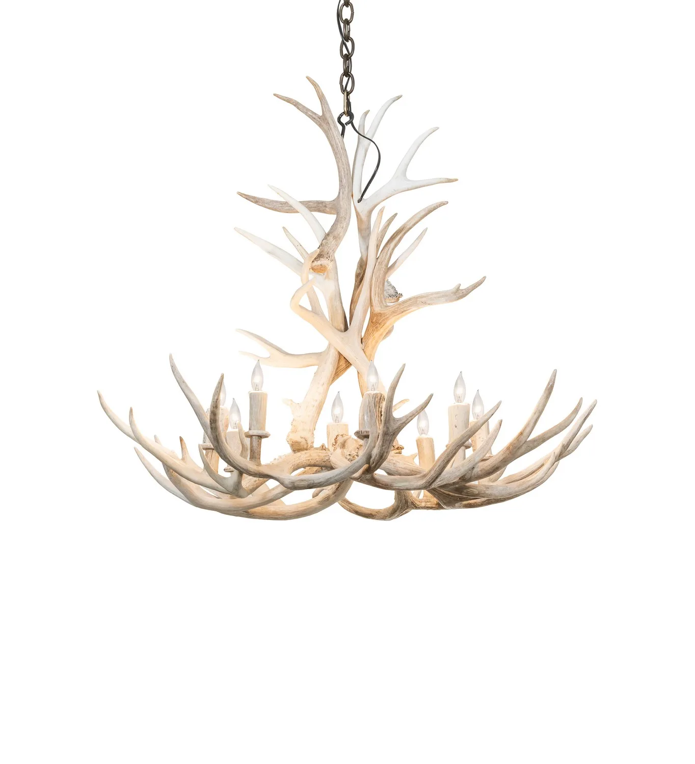 Antlers Eight Light Chandelier in Antique Copper