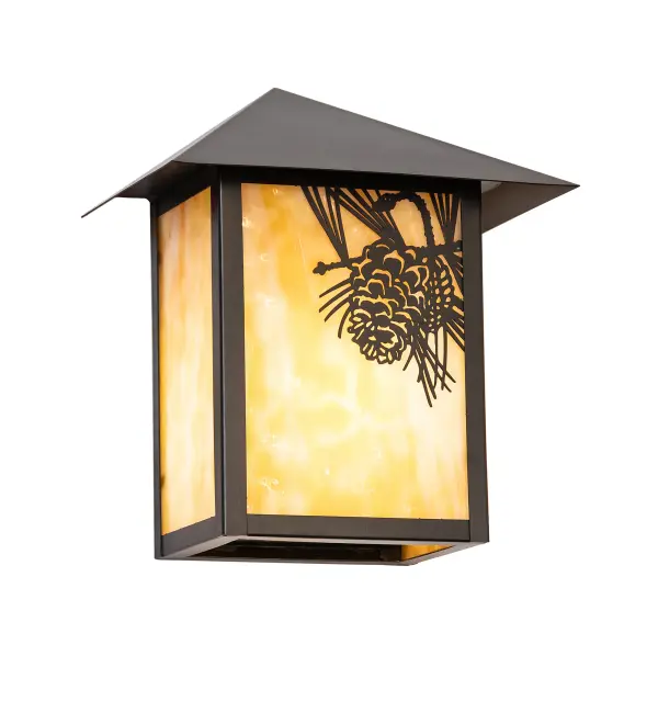 Invite the beauty of nature into your home with a charming ceiling fixture featuring metal accents designed as a Pinecone; Pine needles; and branches. Experience the warm beauty of a Beige Iridescent Glass diffuser enhanced with a Black Patina finish. The Brass ceiling fixture is ideal for illuminating hallways and dining spaces in fine homes; lodges; and modern farmhouses. To create a complete design statement; complement this fixture with the Seneca Whispering Pines Left Wall Sconce; Model 283217. The Whispering Pines Flushmount is featured in our American-made; American-designed; handcrafted Craftsman Signature Series; which is manufactured in Yorkville; New York. It is UL and cUL listed for dry and damp locations. Our Build Your Own Craftsman Signature Series features unlimited combinations of styles. The collection is called Build Your Own because it is fully configurable and customizable from size and design to finish and lens color. Marine-grade; solid brass; or copper raw materials are utilized to ensure items from the Craftsman Signature Series of outdoor and indoor lighting will stand the test of time; as these premium metals are impervious to most types of oxidation. Hand-applied Patina finishes on brass and copper are sealed with a clear varnish and over time; may require gentle maintenance; such as wax; to delay or reverse the natural living finish attributes indicative of this finishing process. Patina finishes on brass and copper provide strong resistance to fading from sun exposure; will not chip or crack; and will not rust like a steel-framed item in the same conditions. Choose from many style options; or send us your concept today! Call today to learn how to use the configuration tool on our website to get an instant item number!