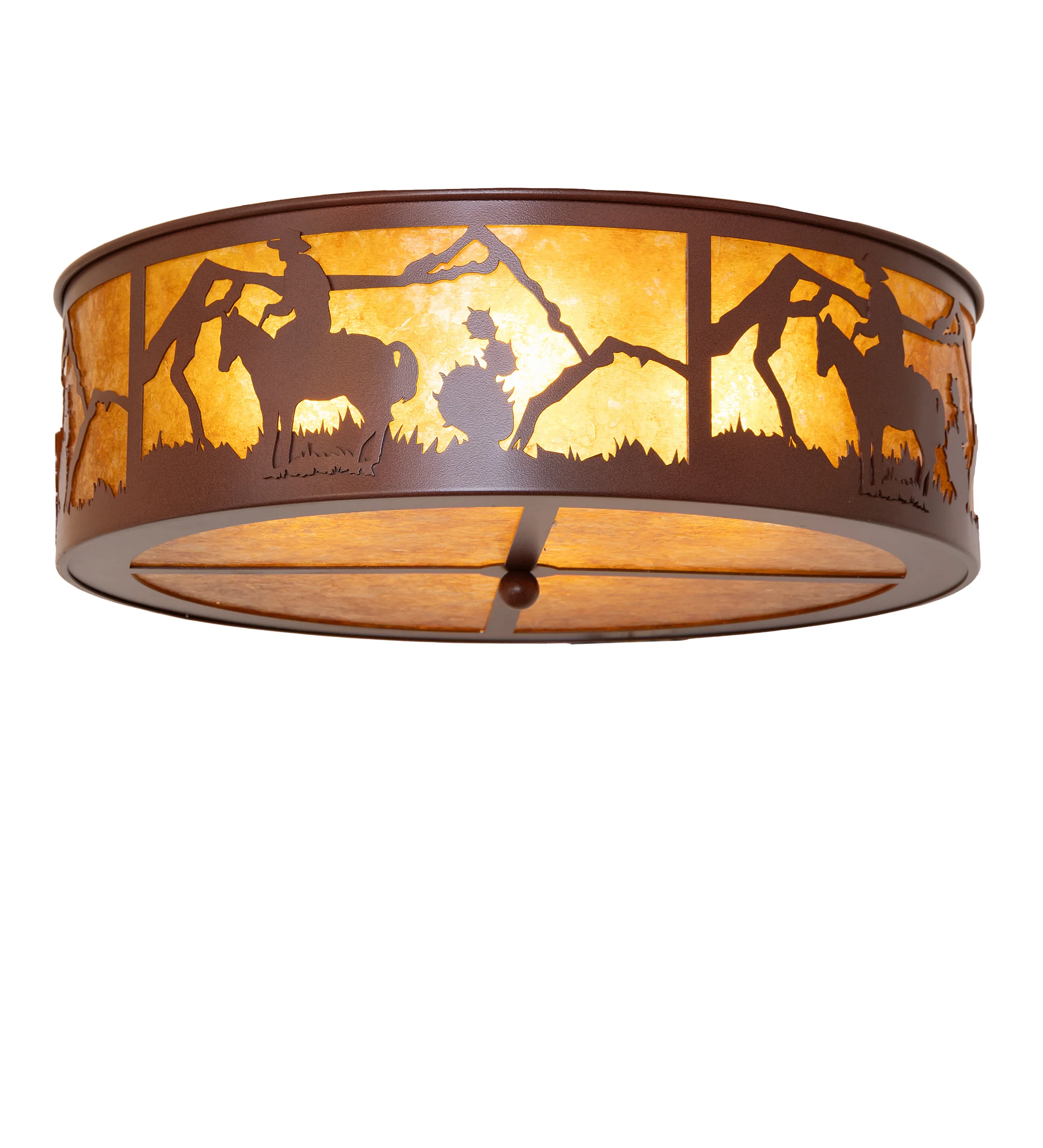 Cowboy Four Light Flush Mount in Rust