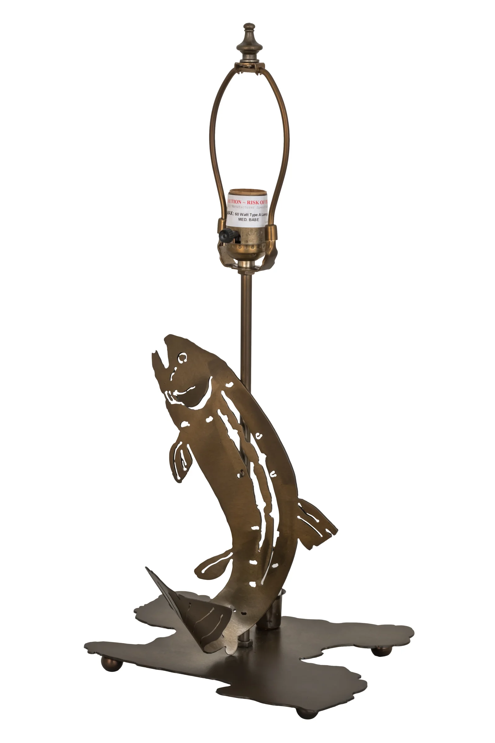 Leaping Trout Two Light Table Base in Antique Copper