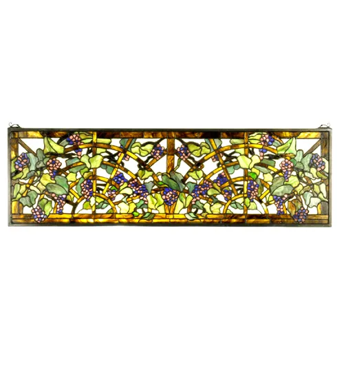 40"W X 12"H Tiffany Grape Arbor Stained Glass Window