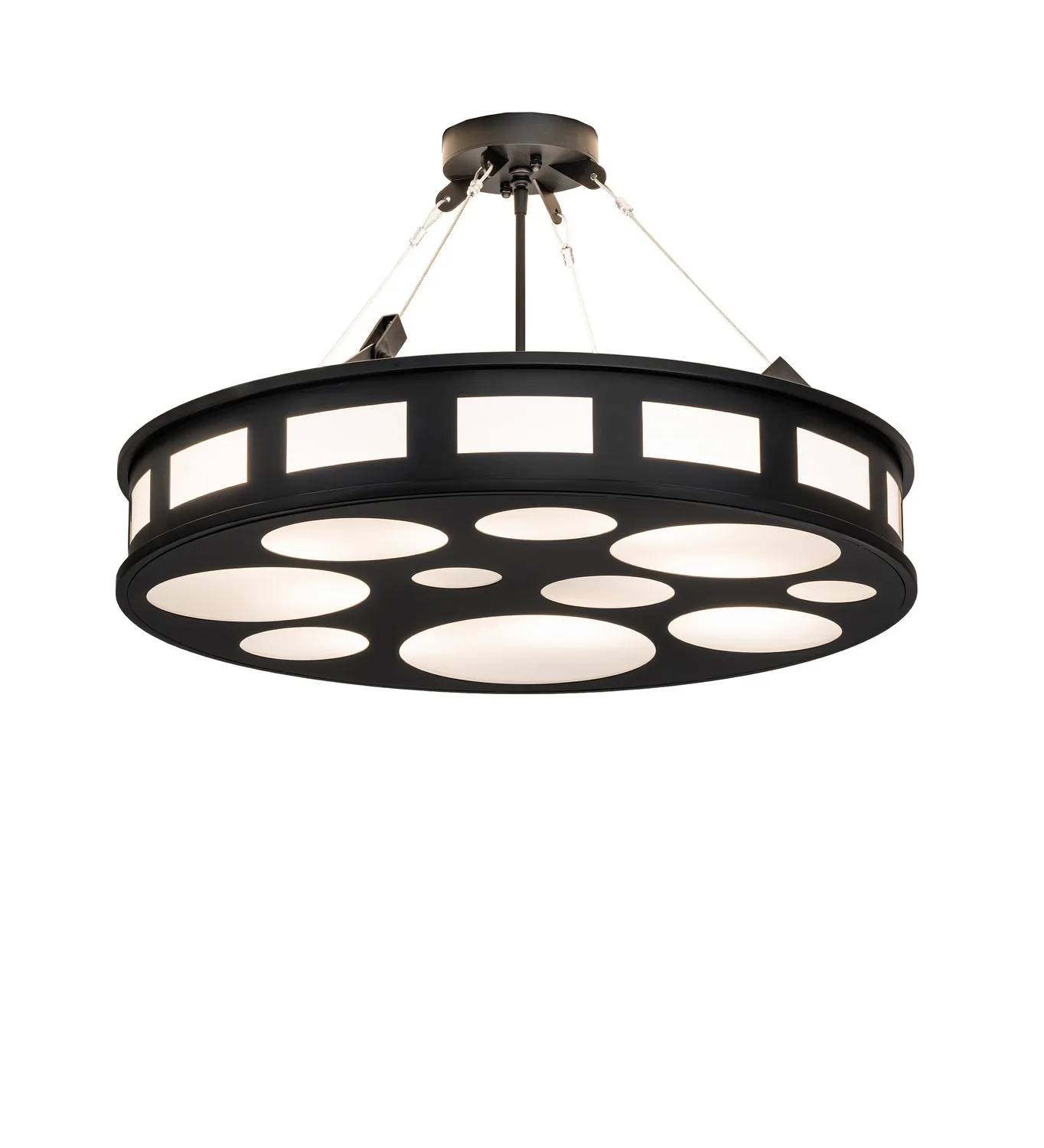 Geo Eight Light Semi-Flush Mount in Blackwash