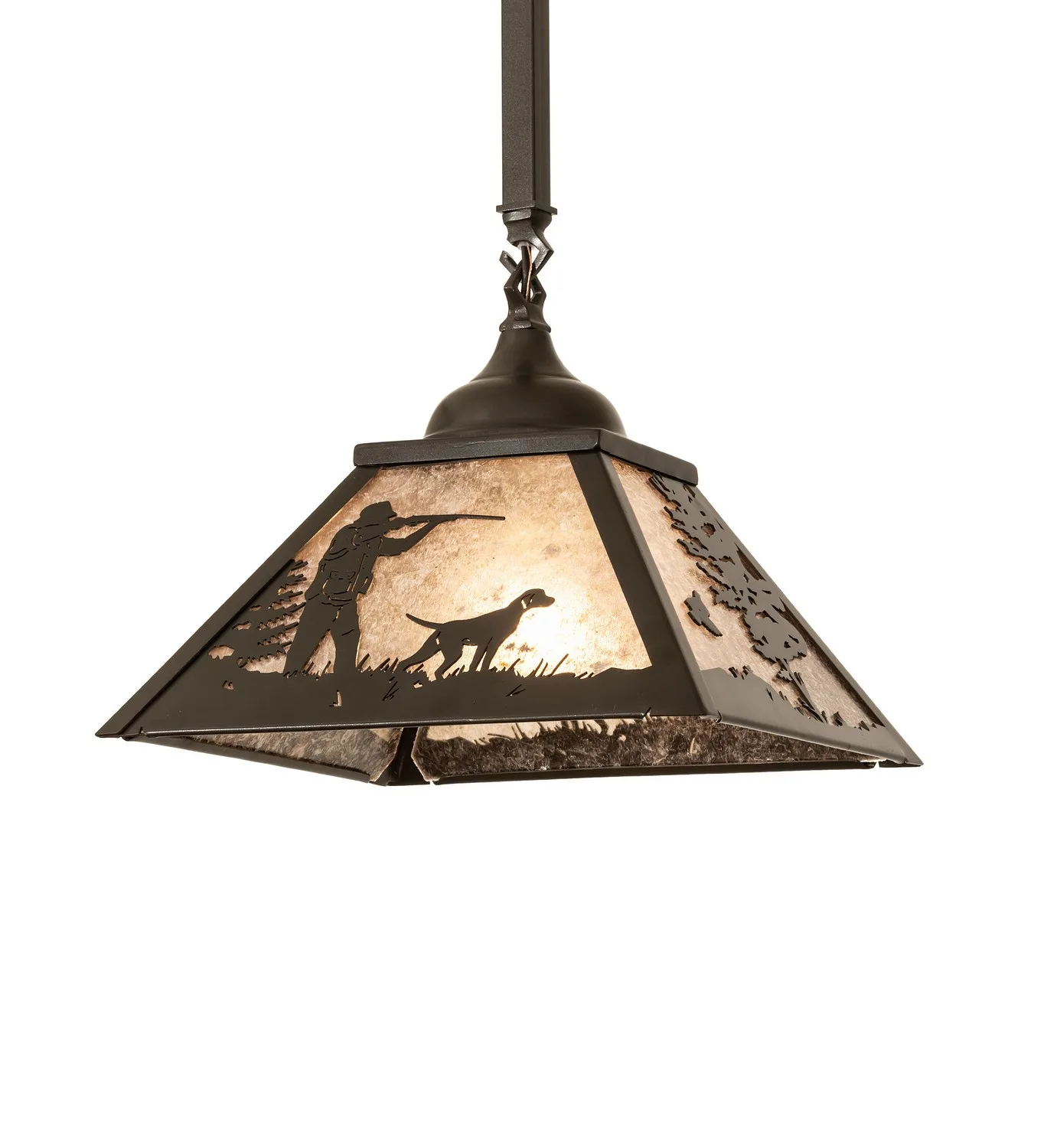 Quail Hunter W/Dog One Light Pendant in Bronze
