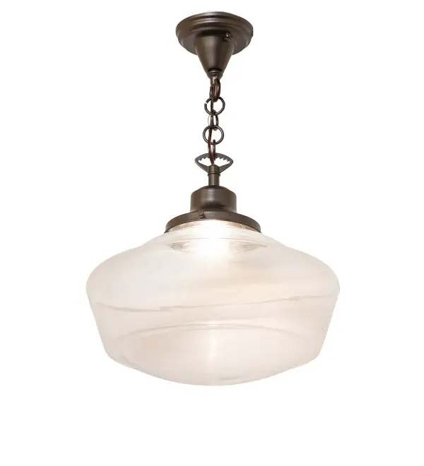 Restore the past with this appealing ceiling pendant featuring a beautifully formed Clear Schoolhouse Glass shade. The fixture is enhanced with Solid Brass hardware featuring an Exterior Oil Rubbed Bronze Finish. This vintage- style lighting fixture offers a refined yet consistent, distinctive design that originated in traditional schoolhouses and public buildings in the early 1920s. The ceiling fixture is perfect for illuminating dining spaces and entryways. The Revival Schoolhouse Traditional Globe Pendant is included in our American-designed, handcrafted Schoolhouse Lighting Collection. The fixture is UL and cUL listed for dry and damp locations. Collection: Revival Finish: Exterior Oil Rubbed Bronze Glass: Clear Glass Width: 16.00" Height: 25.00" Length: 16.00" Weight: 7.00 lb Number of Bulbs: 1 Maximum Wattage: 60.00 W Bulb Type: A19 Bulb Base: E26 Material: Brass Country of Origin: USA Safety Rating: Damp