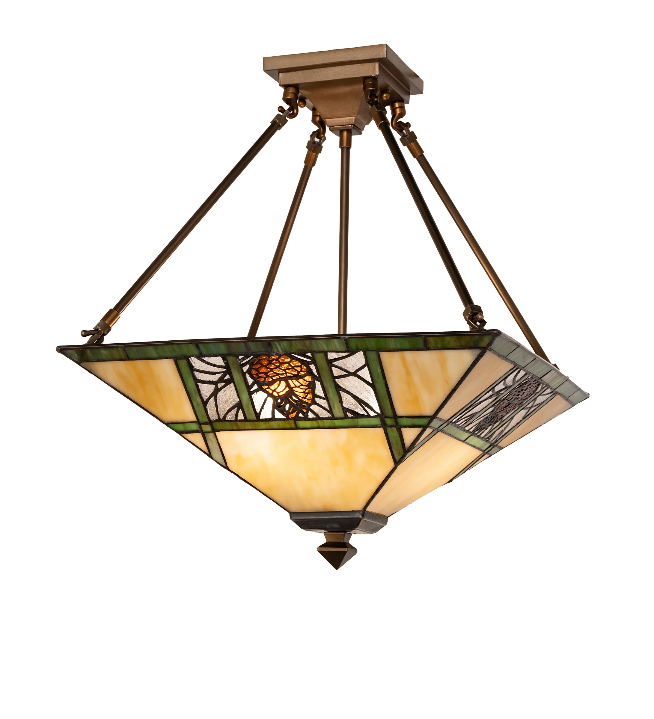 Pinecone Ridge Two Light Semi-Flush Mount in Antique Copper