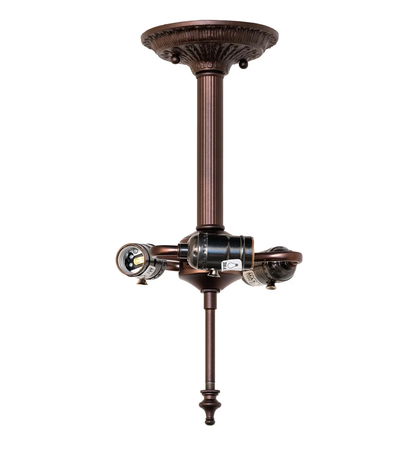 Victorian Three Light Semi-Flush Mount Hardware in Mahogany Bronze