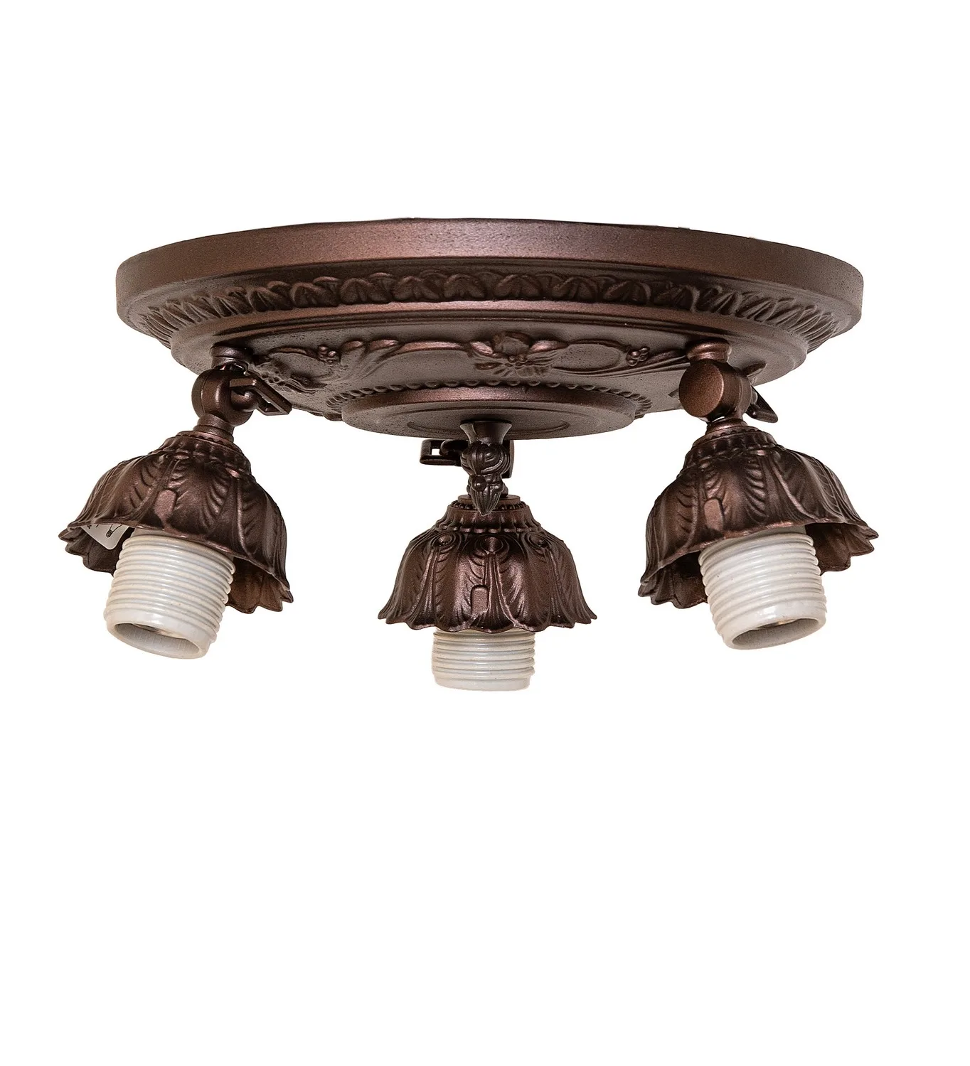 Victorian Three Light Semi-Flush Mount Hardware in Mahogany Bronze