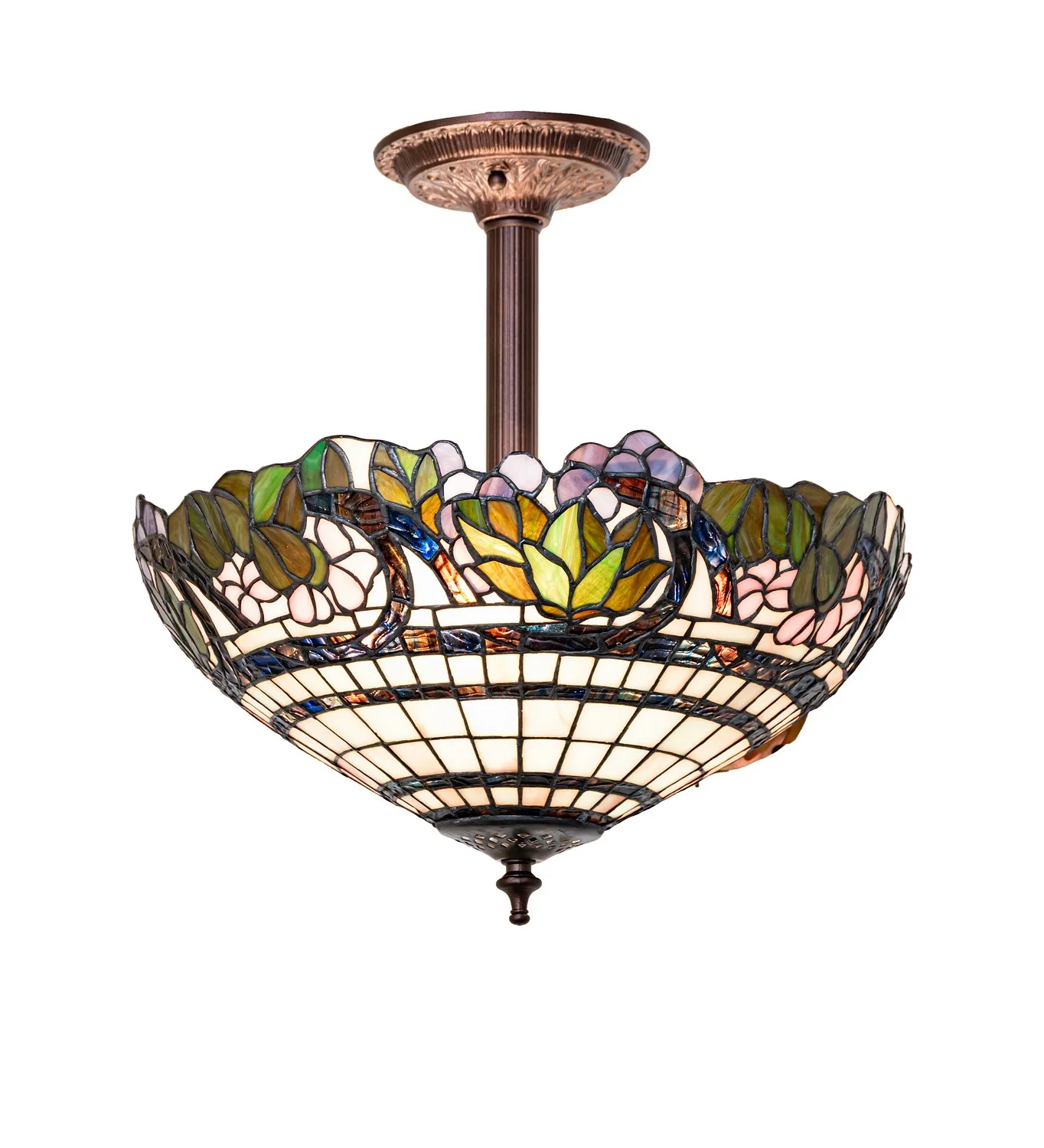 Handel Grapevine Three Light Semi-Flush Mount in Mahogany Bronze